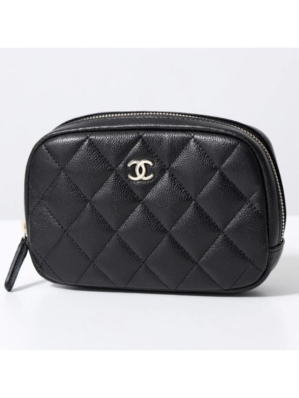 Chanel Classic Case — Black Caviar Leather, Gold Hardware — Beauty Accessory NWT